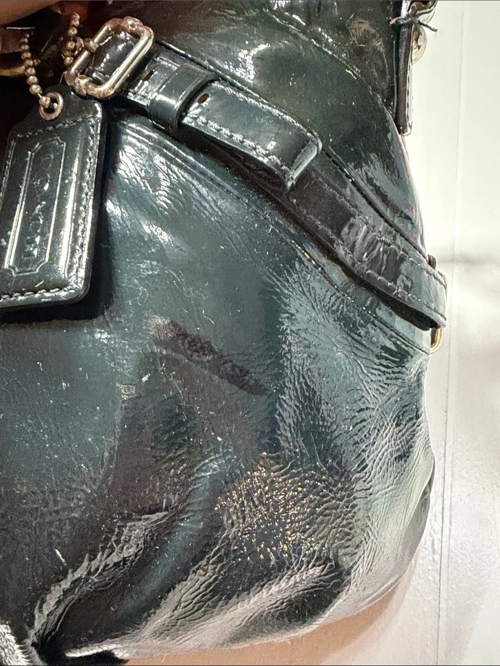 Coach Madison Black Patent Leather Sophia Satchel Bag